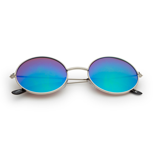 Hippie ronde zonnebril | groen-blauwe spiegel lenzen