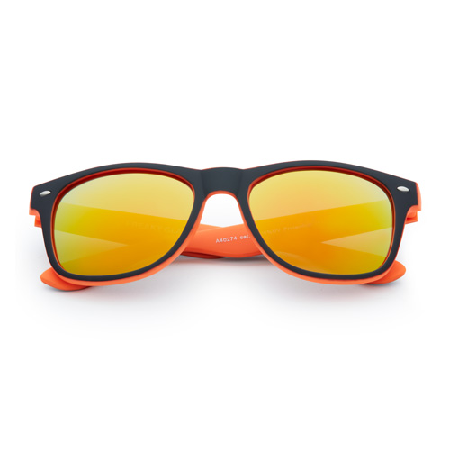 Wayfarer zonnebril oranje / mat zwart | rood-gele spiegel lenzen