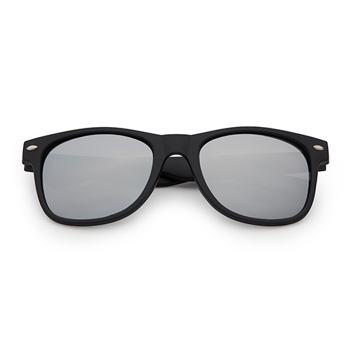 Wayfarer zonnebril mat zwart | zilveren spiegel lenzen