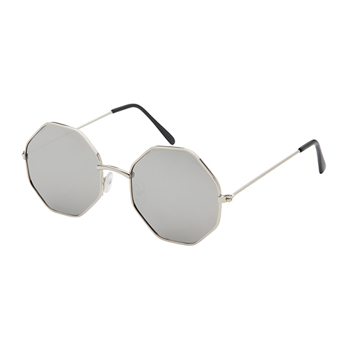 achthoekige zonnebril met zilveren lenzen