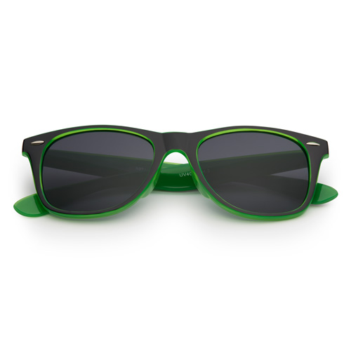 Wayfarer zonnebril groen / mat zwart | groen-blauwe spiegel lenzen