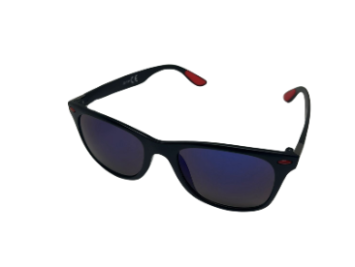 Wayfarer black red blue lens